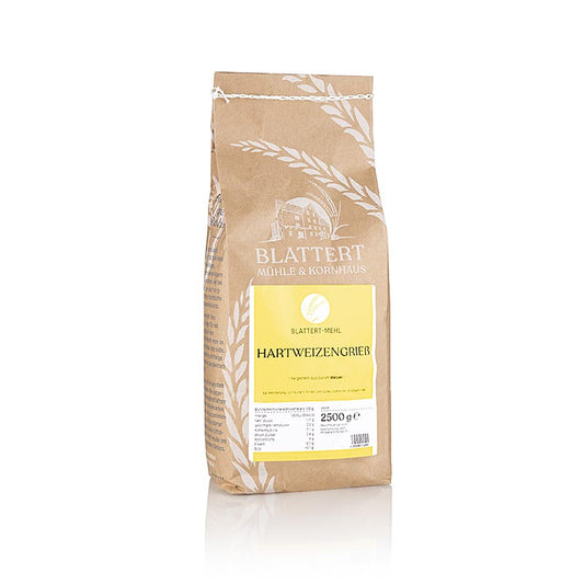 Hartweizengrieß von Blattert Mühle, hergestellt aus bestem Hartweizen, feine Körnung, traditionelle Herstellung, 2,5 kg Packungsgröße