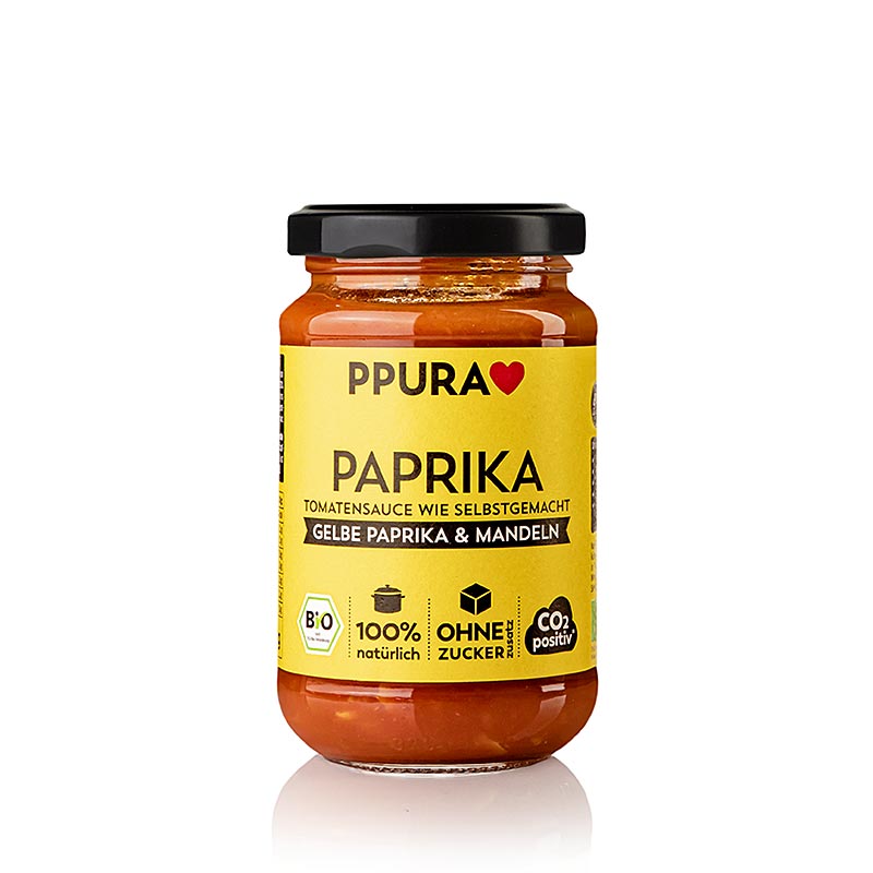 BIO Ppura Sugo Paprika mit gelber Paprika und Mandeln, 340 g, zertifiziert nach IT-BIO-006