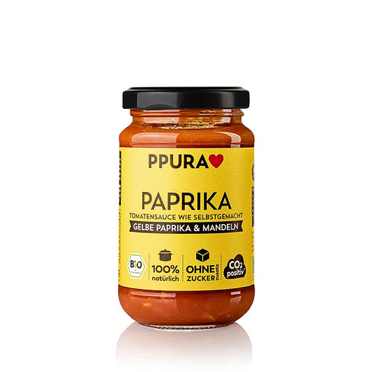 BIO Ppura Sugo Paprika mit gelber Paprika und Mandeln, 340 g, zertifiziert nach IT-BIO-006