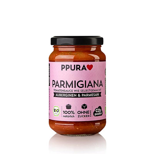 Ppura Sugo Parmigiana - avec aubergines, tomates et parmesan, BIO, 340 g