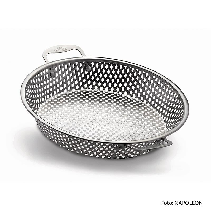 Stainless steel vegetable basket by Napoleon Grillzubehör, perfect for grilling