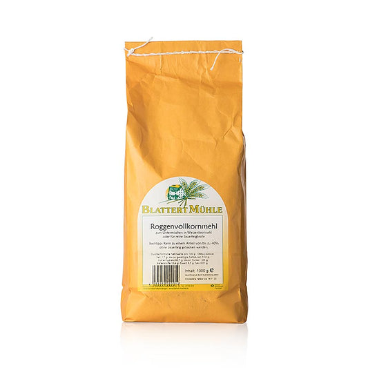Blattert Mühle Roggen Vollkornmehl, 1 kg - Hochwertiges Vollkornmehl aus 100% Roggen, ideal für gesundes und köstliches Brot, Brötchen und Backwaren, ohne künstliche Zusätze, reich an Ballaststoffen, in der Schweiz erhältlich