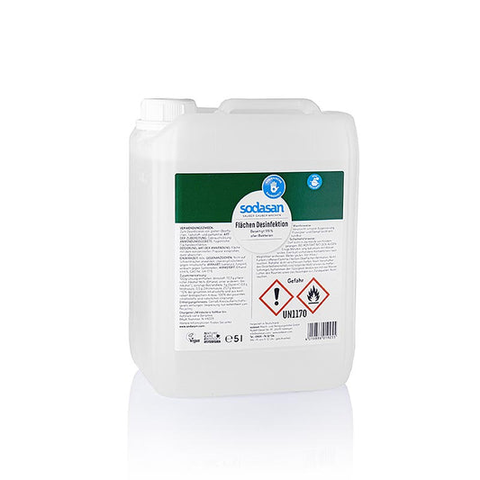Bio-Linn Sodasan Flächen-Desinfektor, 5 l - Biologisch abbaubares Desinfektionsmittel für Oberflächen in Küche, Bad und Garten, wirksam gegen Bakterien, Viren und Hefepilze, schonend zur Haut, mit praktischem Spender