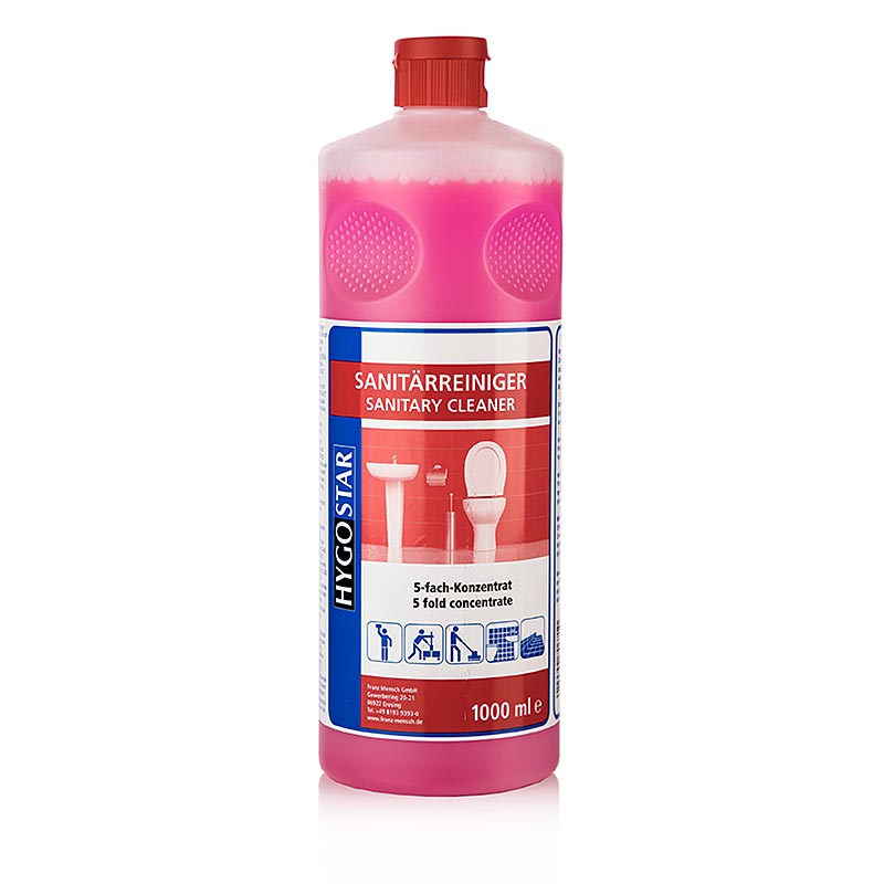 5-fach Sanitärreiniger-Konzentrat in Rosa, zur hygienischen Reinigung von Oberflächen Entfernt 99,9% aller Bakterien, Viren und Pilze Ideal für Toiletten, Küchen und Badezimmer