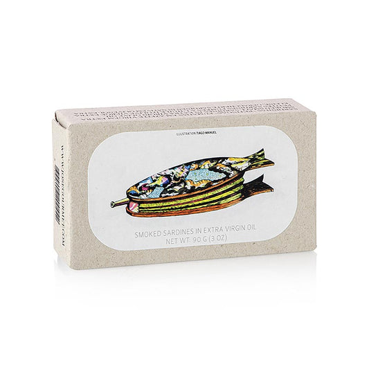 Geräucherte Sardinen in extra nativem Olivenöl, köstliche und gesunde Fischprodukte