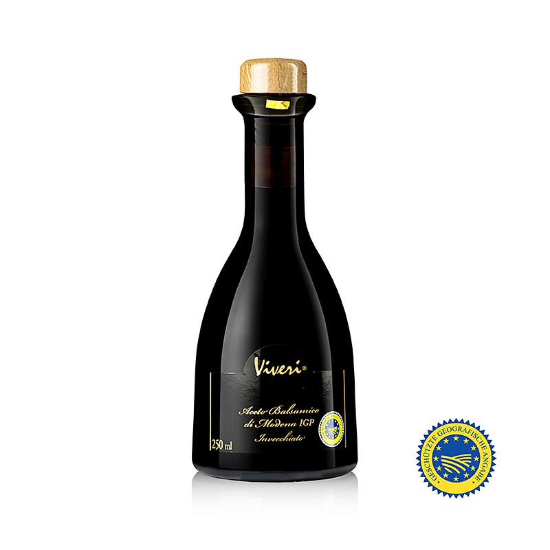 Flasche mit 250 ml Aceto Balsamico di Modena ggA, Superiore, 6 Jahre, 6% Säure von Viveri, ideal für kulinarische Verfeinerungen und als Geschenk