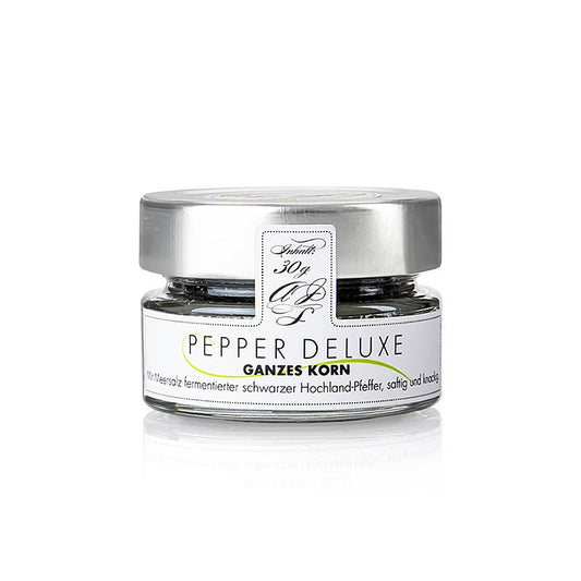 Schwarzer Pfeffer mit Meersalz fermentiert, verleiht Fisch und Steaks ein vollmundig pfefferiges Aroma