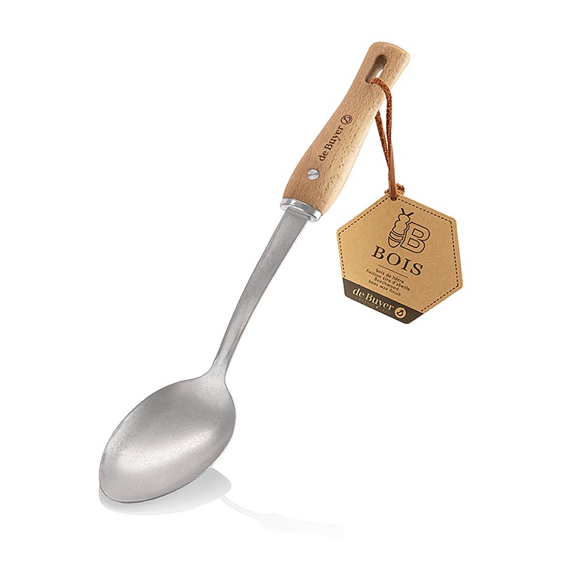 deBUYER B Bois Gießlöffel, Edelstahl/Holz (270101), 1 St - Hochwertiger Löffel für das Schöpfen und Servieren von Suppen und Saucen, mit ergonomischem Holzgriff Geeignet für den privaten und professionellen Gebrauch