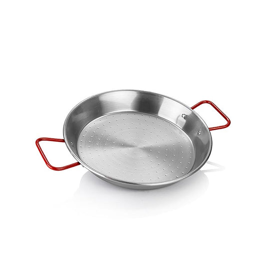 deBUYER Viva Espana Paella Pfanne, rote Griffe, 24cm - Hochwertige Pfanne für die Zubereitung von Paella, einfach zu handhaben und langlebig, ideal für die Schweiz