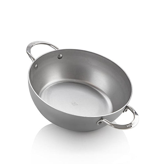 de BUYER Mineral B Element Bauerntopf/Bratpfanne, 24cm, 2 Griffe (565424) aus robustem Mineral B Element-Stahl Doppelte Antihaftbeschichtung, hitzebeständiger Edelstahlgriff mit Kunststoffummantelung Professionelles Kochgeschirr für Küche und Zuhause