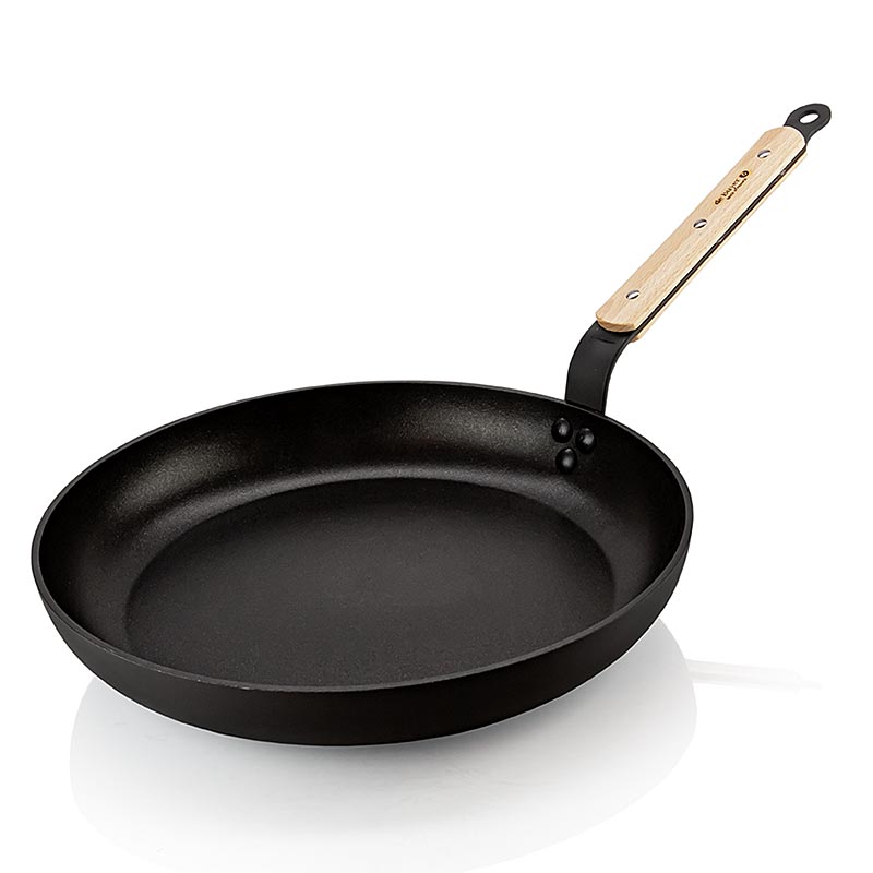 deBUYER B Bois Choc Bratpfanne, Induktion, 32cm (878032), 1 St - Hochwertige, kratzfeste 32cm Bratpfanne mit Holzgriff, PTFE-freier Antihaftbeschichtung, für alle Wärmequellen inklusive Induktion, leicht zu reinigen Französische Spitzenleistung seit 1830 Abmessungen: 32x18,5x4,2 cm