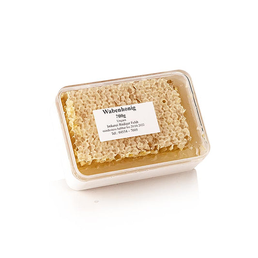 Wabenhonig, Ungarn, Imkerei Feldt, 200 g - Einzigartiger Honig aus den besten Blüten Ungarns, eine Delikatesse und herrliche Ergänzung zu Ihren Speisen Genießen Sie die außergewöhnlichen Honige, Konfitüren und Fruchtaufstriche der Imkerei Feldt!
