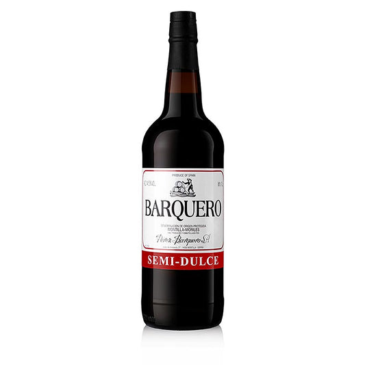 Barquero Semi Dulce, ein 14,5% vol Wein aus Montilla-Moriles, ideal zum Kochen, als Aperitif oder zur Verfeinerung von Suppen und Saucen