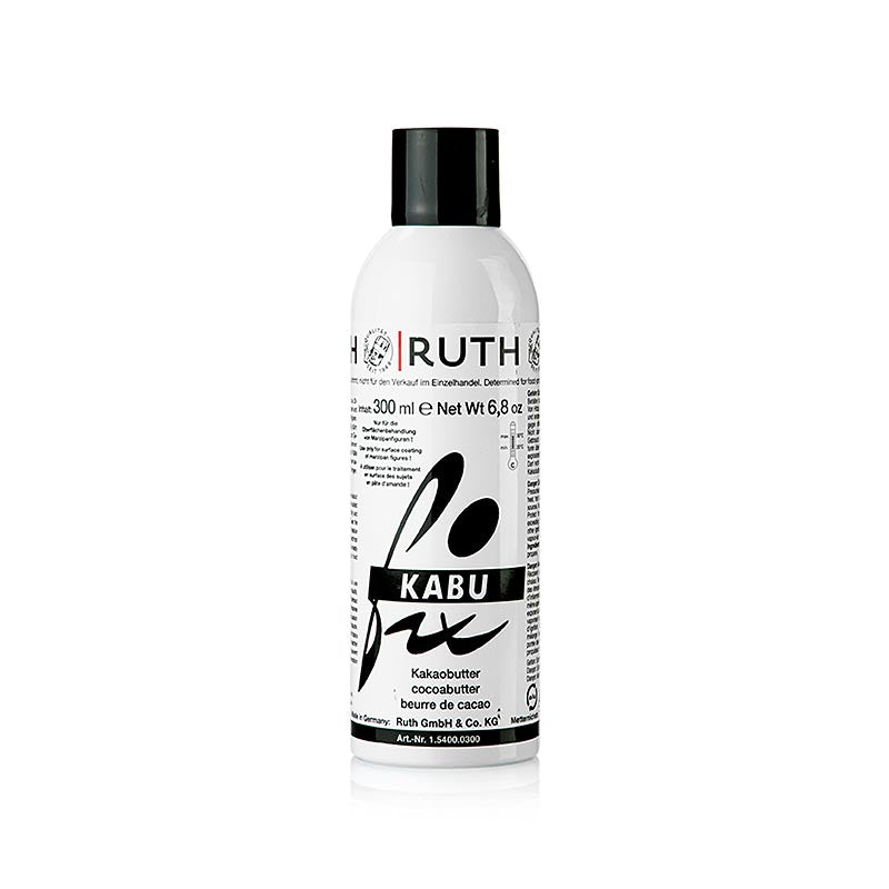 Kabufix Spray - Kakaobutter hell, flüssig, Ruth, 300 ml zur Oberflächenbehandlung von Marzipanfiguren geeignet, verhindert Austrocknen, verleiht matten Glanz
