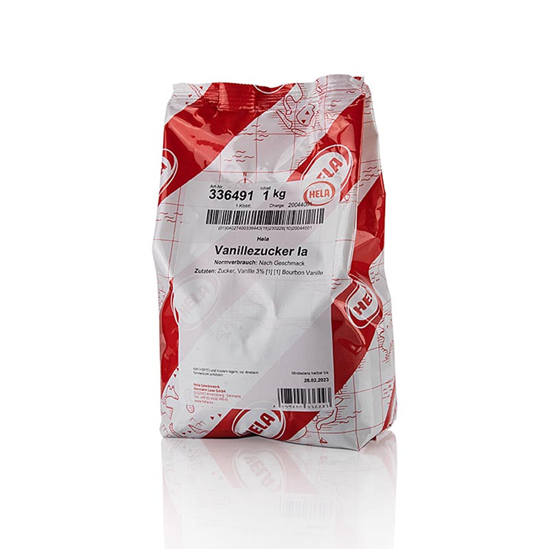 Hochwertiger HELA Bourbon Vanillezucker 3% 1 kg - ideal für Dessert- und Patisserieliebhaber, aus den besten Vanilleschoten gewonnen, süße Ergänzung für Getränke und Desserts