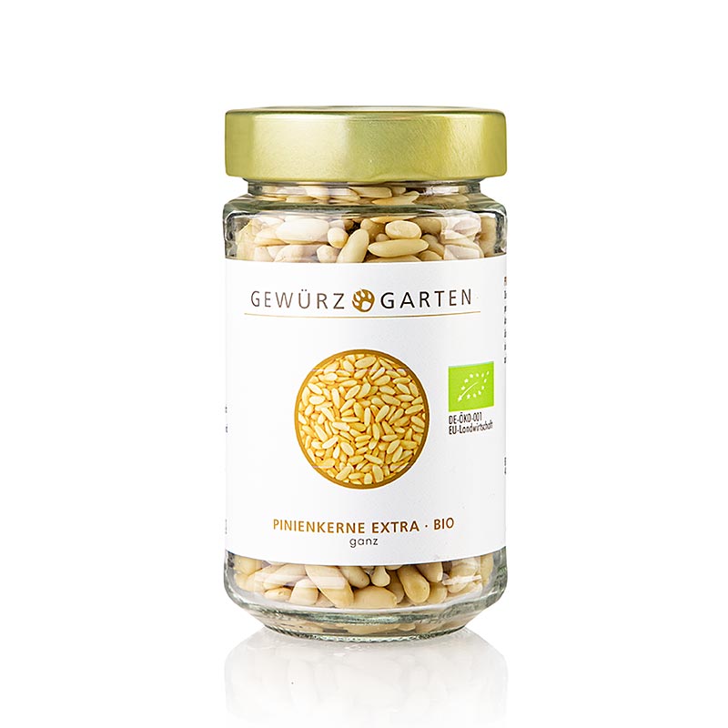 BIO Gewürzgarten Pinienkerne, ganz, extra, 150 g - süßliches Aroma, zarter Biss, ideal für Salate, Pasta und Pesto Genovese