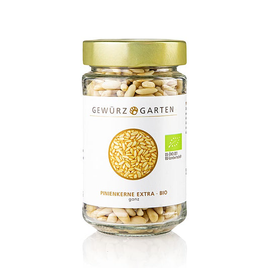 BIO Gewürzgarten Pinienkerne, ganz, extra, 150 g - süßliches Aroma, zarter Biss, ideal für Salate, Pasta und Pesto Genovese