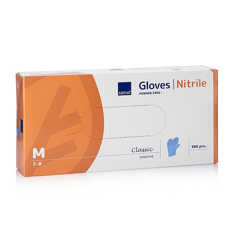 Gants jetables nitrile, bleu, M, non poudrés, 100 pces