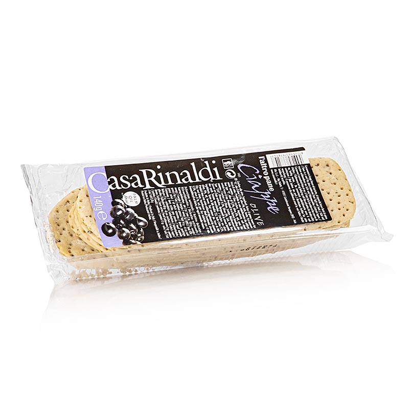 Ciabattine mit Oliven, Casa Rinaldi - Fladenbrot mit nativem Olivenöl und schwarzen Oliven, perfekt als Beilage oder Basis für Bruschetta, für optimale Frische verpackt, einfach im Ofen zu backen für ein knuspriges Ergebnis Erleben Sie den Geschmack von la dolce vita mit Casa Rinaldi!