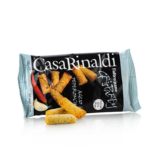 Knusprige Mini Grissini Knabbergebäck mit Knoblauch & Chili, ideal zur Käseplatte und Antipasti
