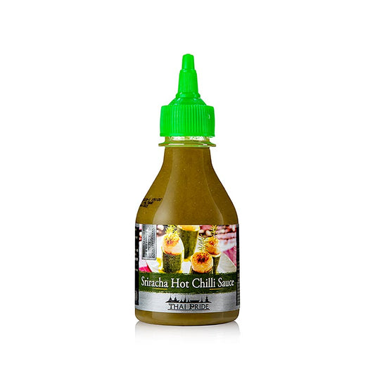 Sriracha grüne Chilis scharfe Chili-Sauce von Thai Pride, 200 ml, perfekt für asiatische Gerichte