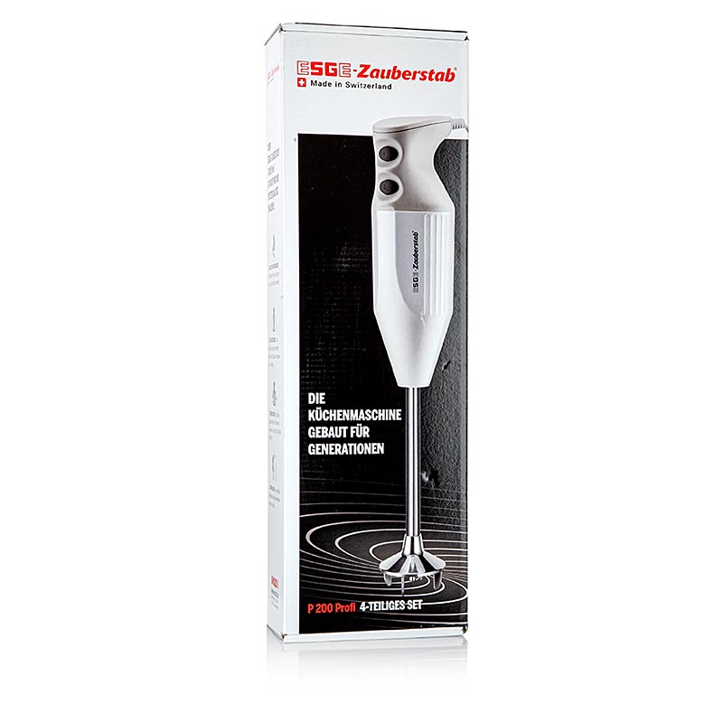 Stabmixer ESGE-Zauberstab P 200 Profi mit Zubehör, langlebiger Motor, ergonomisches Griff-Design, Twin-Schalter und Spiral-Kabel, Kabellänge 60 - 150 cm