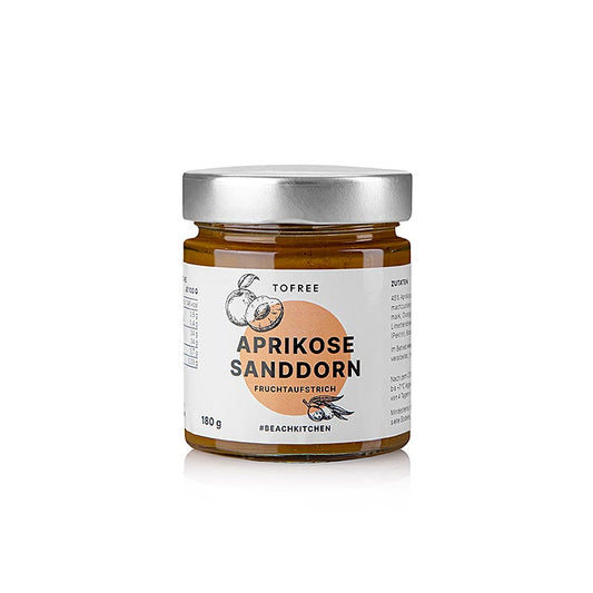Fruchtaufstrich Aprikose - Sanddorn, 180 g - Produkt von TOFREE-north mit Cookie Core auf Sylt, entwickelt für Zufriedenheit und ein schönes zusammen Leben