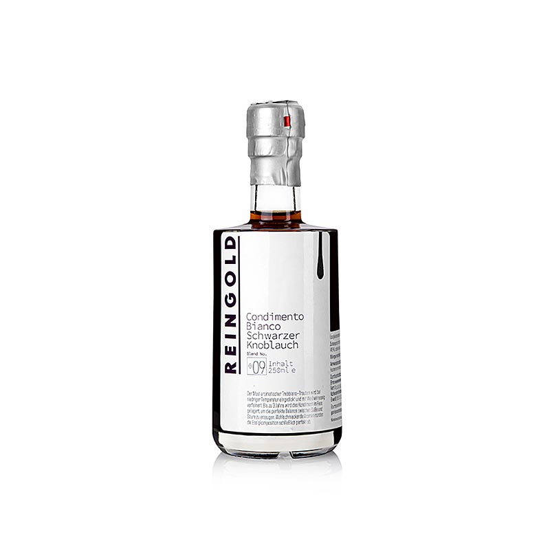 Reingold - Essig Condimento bianco No 9 Schwarzer Knoblauch, 250 ml: Eine Kombination aus verschiedenen Essigsorten und hochwertigem Olivenöl für ein mediterranes Aroma und einen intensiv würzigen Gaumenschmaus Ideal zu Salaten und leichten Gerichten!