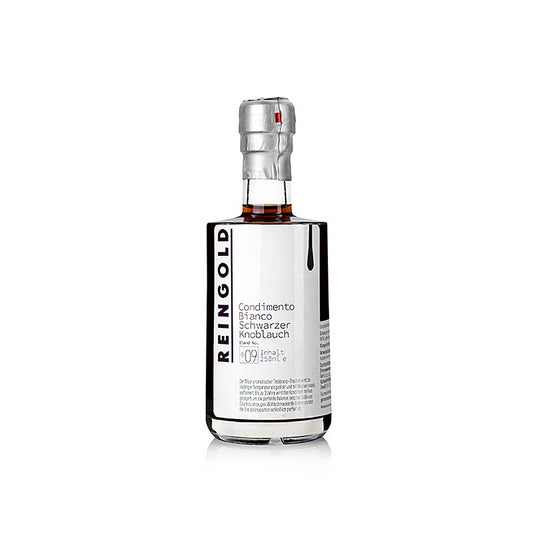 Reingold - Essig Condimento bianco No 9 Schwarzer Knoblauch, 250 ml: Eine Kombination aus verschiedenen Essigsorten und hochwertigem Olivenöl für ein mediterranes Aroma und einen intensiv würzigen Gaumenschmaus Ideal zu Salaten und leichten Gerichten!