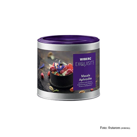 Wiberg Exquisite Masala Aphrodite Gewürzmischung: Sinnliche Gewürzkomposition aus Früchten, Blüten und aromatischen Gewürzen Entfacht genussvolles Feuerwerk mit Chilli, Kardamom und Ingwer Exotische Nuancen von Ananas, Bananen und Zitronen für fruchtige Lebendigkeit Geeignet für helles Fleisch, Fisch, Salate, Käse, gebratene Früchte und Süßspeisen