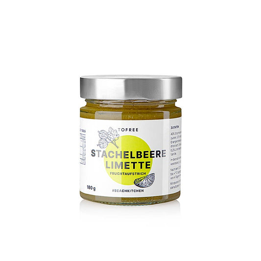 Fruchtiger TOFREE-north Stachelbeere-Limetten Fruchtaufstrich, 180 g, hergestellt auf Sylt Entwickelt für ZUFRIEDENE Menschen und ein schönes zusammen Leben