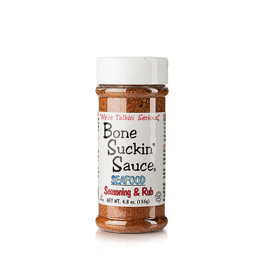 Bone Suckin´ Seafood Seasoning & Rub Meeresfrüchte, BBQ Gewürzzubereitung, Ford´s Food, 136 g - Eine BBQ Gewürzzubereitung für Seafood, inspiriert von der Küste von North Carolina, mit vermahlenem Senf und aromatischen Gewürzen für Fischgerichte und Meeresfrüchte, auch ideal für Gemüse geeignet