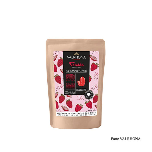 Valrhona Inspiration Erdbeere - Erdbeerspezialität mit Kakaobutter, 250 g: Köstliche Delikatesse mit frischem Erdbeergeschmack und cremiger Kakaobutter, ideal für Desserts und Schokolade
