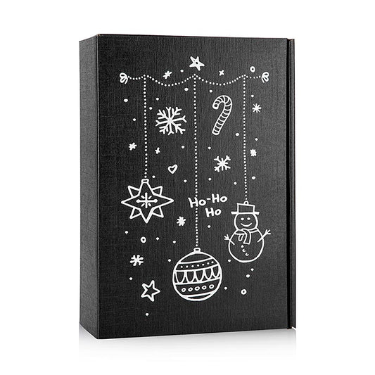 Weinpräsentkarton Seta Schwarz X-Mas, 3er Präsentkarton, 360x250x90mm, perfektes Geschenk für Weinfans