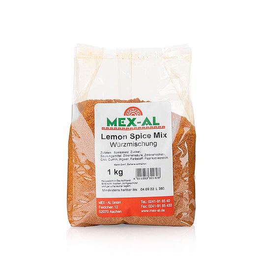 Gewürzmischung Zitrone von MEX-AL, ideal zum Würzen von Fisch- und Fleischgerichten, Suppen, Soßen und Marinaden - 1 kg Behälter