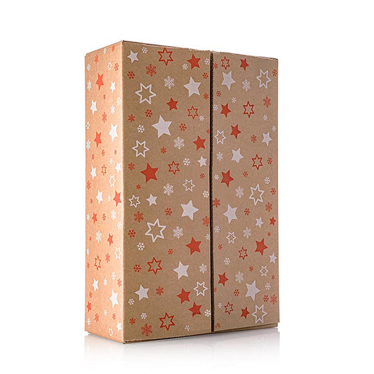 Versandbox Sterne 300 mit 3er Einlage, 425x278x105mm, ideal für den sicheren Versand von Delikatessen und Zutaten