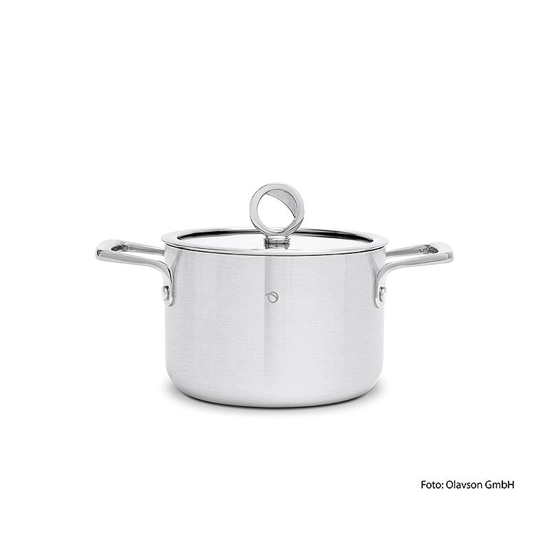 Stieltopf mit Kupferkern und Deckel, 16 cm, 2 Liter, für alle Herdarten geeignet, einschließlich Induktion Hochwertige Stielkasserolle aus langlebigem Edelstahl, mit hervorragender Wärmeleitung und -verteilung Ideal für die Zubereitung von Saucen, Suppen und Gerichten für 2-3 Personen, mit komfortablem Griff, spülmaschinenfest und leicht zu reinigen