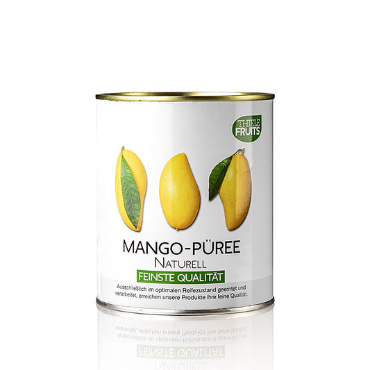 850 g Mango Püree Natur ohne Zuckerzusatz von Thiele Fruits, ideal für Mousse, Saucen, Eis und Suppen, hergestellt aus vollreifen und süßen Mangos