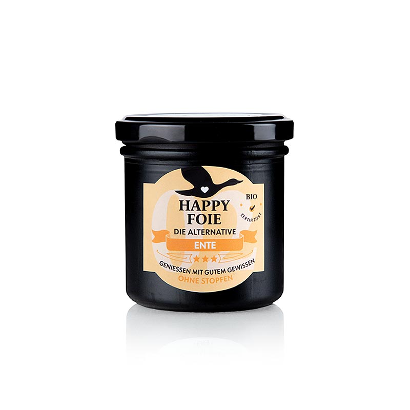  Happy Foie - Entenleberblock, EthicLine, BIO, 130 g Bild von einer Packung des Bio-Entenleberblocks mit ethischen Standards Geeignet für Gänseleberterrine oder als luxuriöses Topping Hochwertige Zutat für Hobbyköche und Profiköche Bestellen Sie jetzt und genießen Sie die außergewöhnliche Qualität