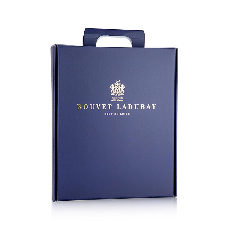 Geschenkkarton für 3 Flaschen Bouvet Sekt, Blau, elegante Verpackungsoption