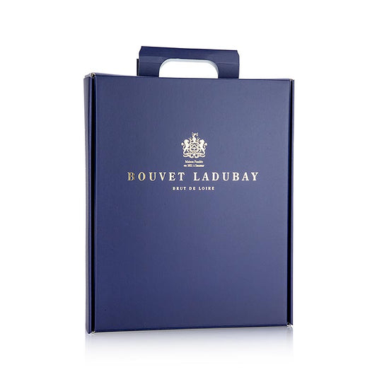 Geschenkkarton für 3 Flaschen Bouvet Sekt, Blau, elegante Verpackungsoption