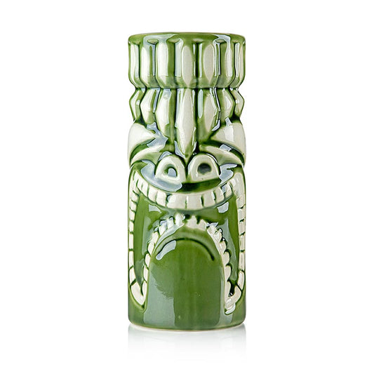 Tiki Becher Kuna Loa, grün, 330ml, Libbey Glass (00864), 1 St - Keramikbecher mit Tiki-Masken-Design für exotische Cocktails und Kaltgetränke in polynesischem Stil