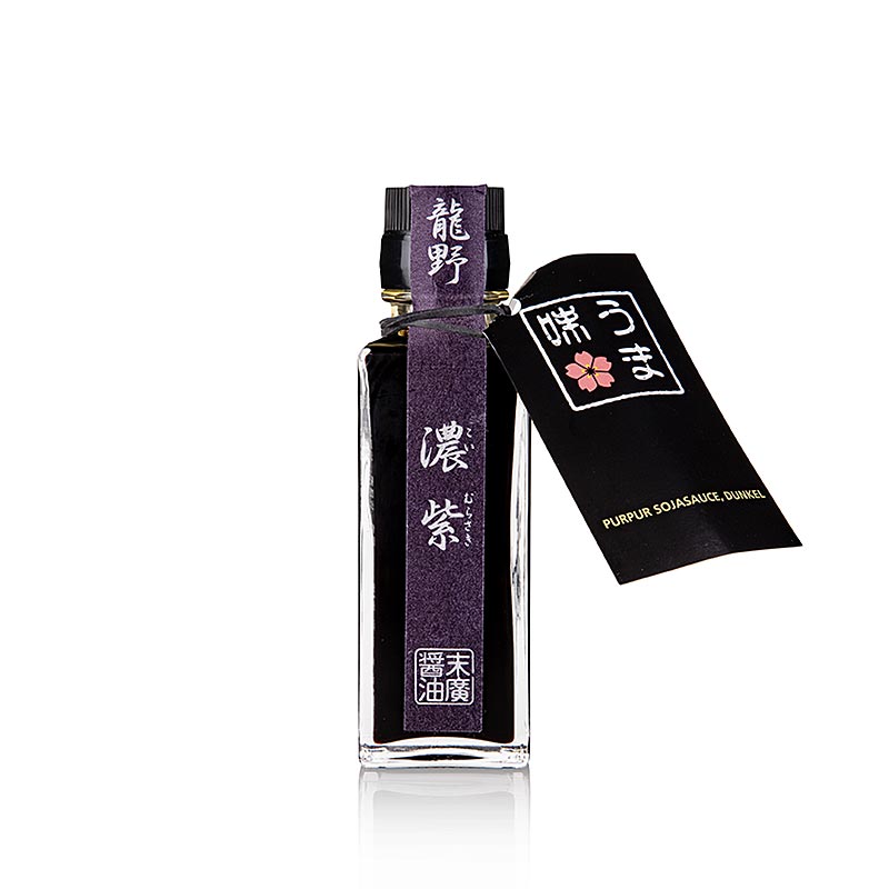 Soja-Sauce - Shoyu (Murasaki / Purpur), dunkel (Sandanshikomi), Suehiro, 100 ml: Eine 100-ml-Flasche von Suehiros dunkler Sojasauce, hergestellt nach der traditionellen Sandanshikomi-Methode, perfekt für Hobby- und Profiköche Verleihen Sie Ihren asiatischen Lieblingsgerichten mit dieser hochwertigen Sojasauce Tiefe und Komplexität
