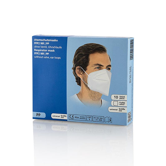Atemschutzmaske FFP2, NR, PP, Hygostar, 10 Stück Einzeln verpackt, mit Ohrschlaufen, Filtert Viren, Staub und Bakterien, hypoallergen