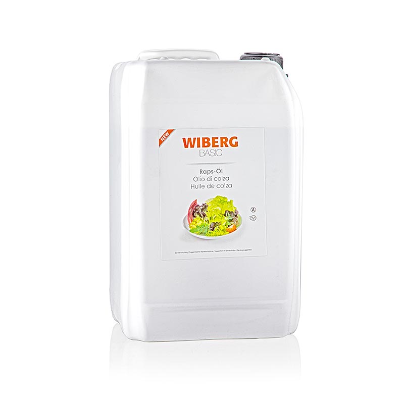 5 Liter Wiberg BASIC Raps Öl, kaltgepresst, mild gedämpft, mild und leicht saatig-nussiger Geschmack, ideal für Salate und schonende Kochprozesse