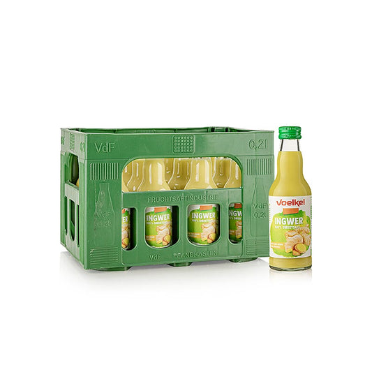 Ingwersaft, Voelkel, BIO, 2,4 l, 12 x 200ml - Aromatische, scharfe Spezialität aus Peru, ideal zum Würzen und Teezubereitung Achtung: Nicht zum puren Verzehr geeignet