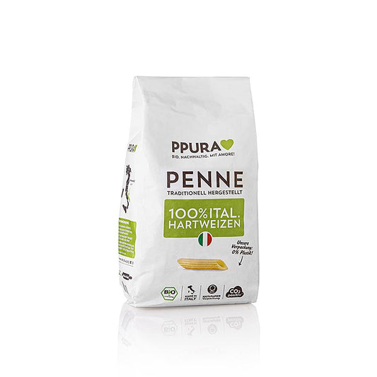 BIO-Penne-Nudeln aus italienischem Hartweizen von Ppura, 500 g-Packung, authentischer Geschmack und Textur, ideal für klassische italienische Gerichte