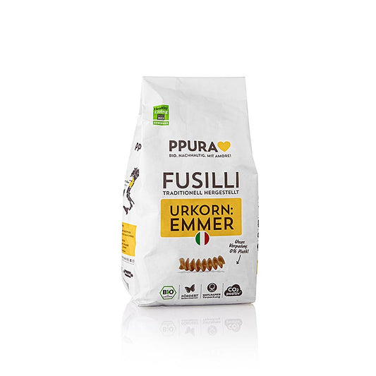 Bild von Ppura Fusilli Nudeln aus italienischem Emmer, BIO, 500 g, hergestellt aus hochwertigem Emmer, perfekt für authentische Pasta-Kreationen in Bio-Qualität