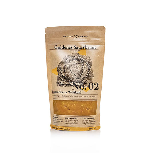Goldenes Sauerkraut mit Kurkuma-Kreuzkümmel-Kombination als erfrischend scharfes Topping für Kürbissuppe oder natürlicher Geschmacksverstärker für Currys