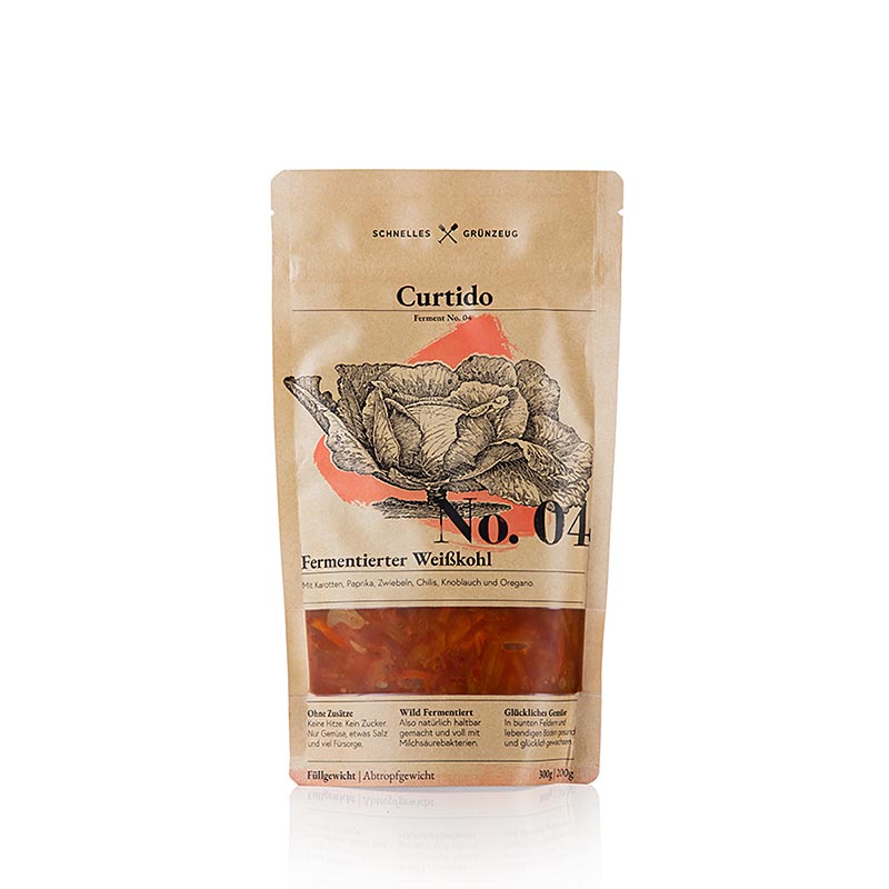 Quick greens - N. 4 Curtido (cavolo bianco fermentato con paprika e peperoncino), 330 g